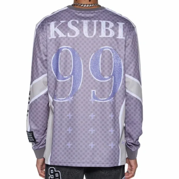 Ksubi Garage Ls Moto Jersey Moss Black purple NWT L - Picture 2 of 8